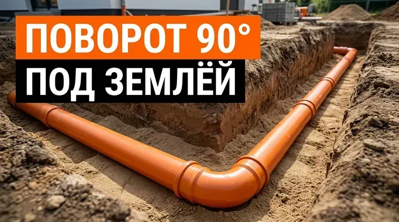 Поворот канализационной трубы 90° под землёй: можно ли и как сделать правильно